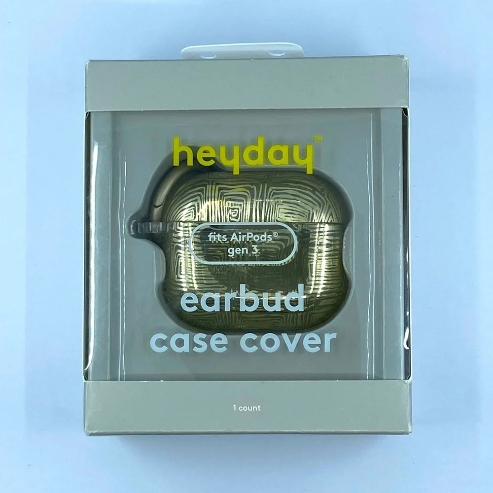 Heyday Earbud Case Covers for AirpodsGen3 w/ Ring Clip, Gold design NWT